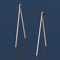 White Framed Parallel Bars With Black Horizontal Bar On Dark Blue Background 3d model
