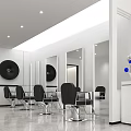 Modern Beauty Salon Interior Design With Black Styling Chairs White Walls And Mirrors