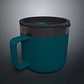 Teal Insulated Mug With Black Lid Silver Rim And Comfortable Handle