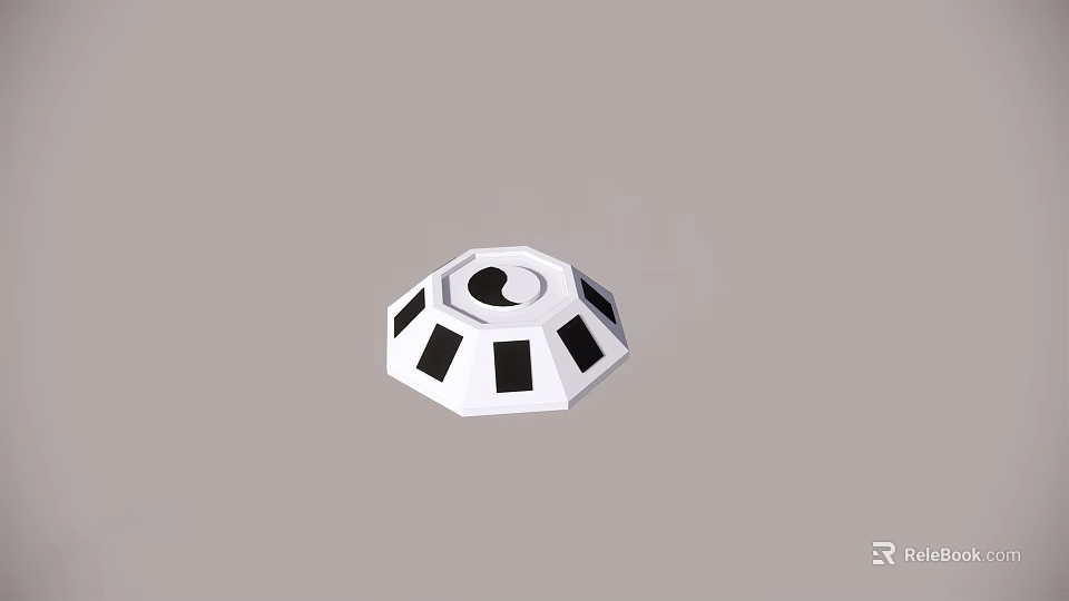 Black And White Octagonal Decorative Object With Yin Yang Symbol Design 3d model