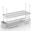 Modern dish rack with embedded pull basket 3d model