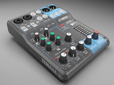 Yamaha Audio Mixer With Multiple Control Knobs And Input Output Jacks 3d model