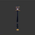Architectural Street Lamp Design With Black Pole Yellow Base And Orange Lampshade Decorative Spherical Details