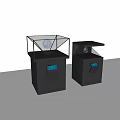 Black Display Cabinets with Geometric Frame Transparent Glass Covers and Touchscreens for Moon Globe