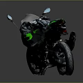Sleek Sport Racing Motorcycle With Green Accents And Streamlined Black Body Design