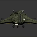 3D Rendered Green Sci Fi Spaceship With Large Circular Thrusters And Complex Mechanical Details