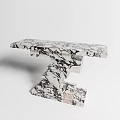 Modern Minimalist Marble Console Table With Layered Stacked Structure And Black White Veins 3d model