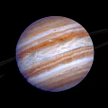 Detailed View Of Jupiter With Visible Rings And Colorful Atmospheric Stripes
