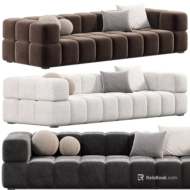 Modern Sectional Sofas with Modular Design Various Colors and Decorative Throw Pillows 3d model