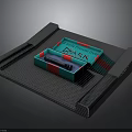Tactical Weapon Stored In Green Box With DATA Text On Silver Textured Surface
