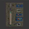 Industrial Machinery Setup With Cylindrical Equipment Motors And Pumps On Platform