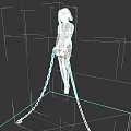 Woman Standing On Platform Bound By Chains With Glowing Light At End 3d model