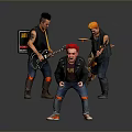 Energetic Punk Band Performing With Lead Singer Red Hair Electric Guitars Black Jacket And Amplifier