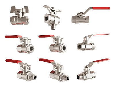 Assortment Of Ball Valves For Piping Installations 3d model