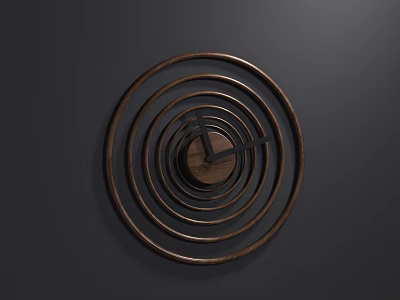 Modern Decorative Circular Wall Clock With Brown Spiral Layers Design 3d model