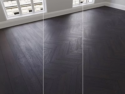 Dark Herringbone Wooden Floor With Bright Natural Light In Interior Room 3d model