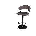 Modern Dark Brown Upholstered Bar Stool With Curved Backrest Swivel Base And Footrest
