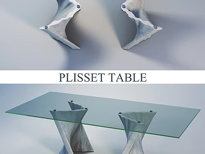 Plisset Coffee Table with Glass Top and Unique Artistic Leg Design 3d model