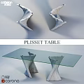 Plisset Coffee Table with Glass Top and Unique Artistic Leg Design