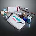 Professional Grooming Equipment Set With Comb Razor Brush Bottle And Storage Pouch