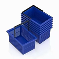 Blue Plastic Commercial Shopping Baskets With Black Handles And Stackable Design