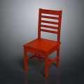 Red Wooden Chair With Slat Back Design And Straight Legs Classic Style