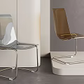 Modern Transparent Acrylic Single Chair with Sleek Metal Frame in Gray and Brown Tones