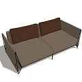 Modern Two Seater Sofa With Brown Cushions And Black Frame Design 3d model