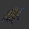 Reptile With Armored Shell Red Yellow Scales And Spikes On Dark Background