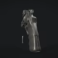 Detailed Black Revolver With Single Bullet Next To It Isolated On Dark Background