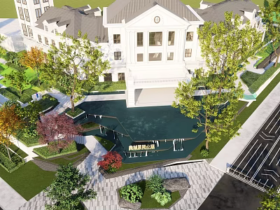 Scenic Feature Wall Landscape Design With Surrounding Greenery And Water Feature 3d model