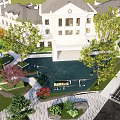 Scenic Feature Wall Landscape Design With Surrounding Greenery And Water Feature