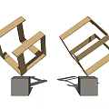 Geometric Decorative Ornament Set With Golden Frames And Gray Concrete Bases