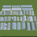 Various Industrial Factory Architectural Models With Transparent Panels And Different Structures