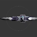 Fantasy Battle Axe With Purple Blades Blue Gemstone And Red Handle