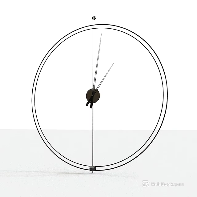 Minimalist Round Wall Clock With Black Hands And Simple Design 3d model