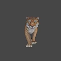 Lifelike Tiger Sculpture With Detailed Brown Black Stripes In Walking Pose