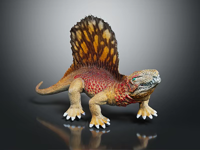 Realistic Dinosaur Model With Spiked Sail And Sharp Claws As Prehistoric Reptile Creature 3d model