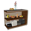 Modern Decorative Cabinet With Fruit Basket Vase Wine Bottles And Storage Boxes
