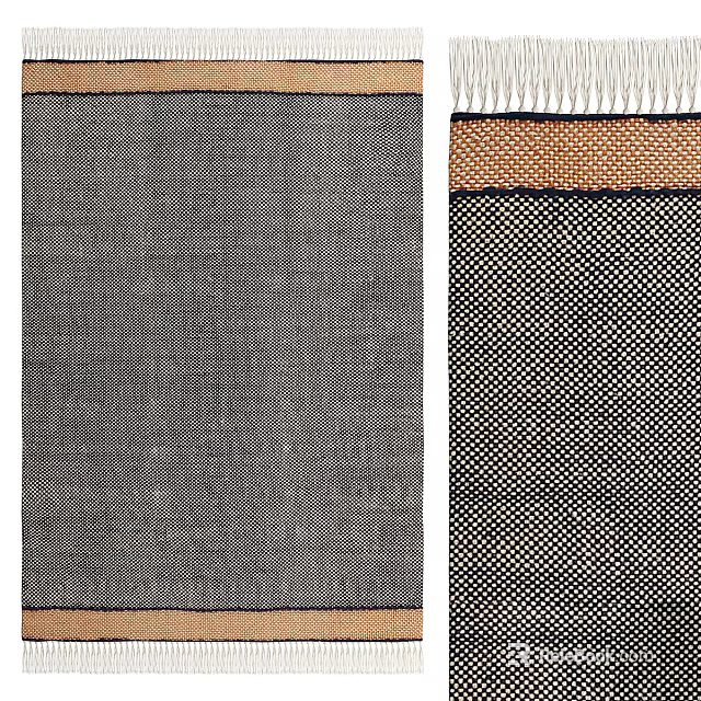 Modern Square Rug With Woven Texture And Gray Black Orange Geometric Pattern 3d model