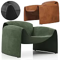 Modern Leisure Chair with Curved Armrest Backrest Green Brown Black Velvet Fabric