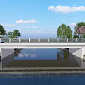Garden Landscape Design Featuring Bridge With Railing Over Water Body And Lane