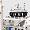 Lego Ship Model with White Black Hull Upper Deck Stairs and Windows 3d model