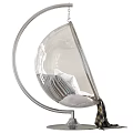 Modern Transparent Globe Hanging Chair with Plush Pillows and Plaid Blanket for Relaxation