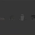 Detailed Mechanical Scene Components With Various Shapes And Metal Textures