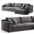 Modern Gray Upholstered L shaped Sectional Sofa With Throw Pillows And Blanket 3d model