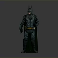 Batman Character Wearing Green Armored Suit With Cape And Helmet Standing