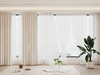 modern gauze curtain 3d model