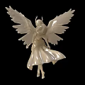 White Angelic Decorative Ornament Set With Flowing Robe And Intricate Wings For Home Decor