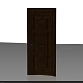Solid Brown Wooden Front Door With Simple Panel Design And Metal Handle 3d model